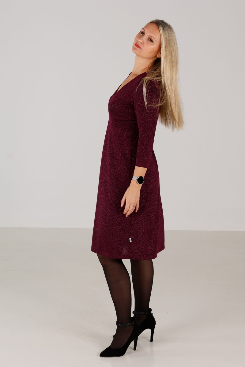 Sylvi mørk plomme glitterkjole