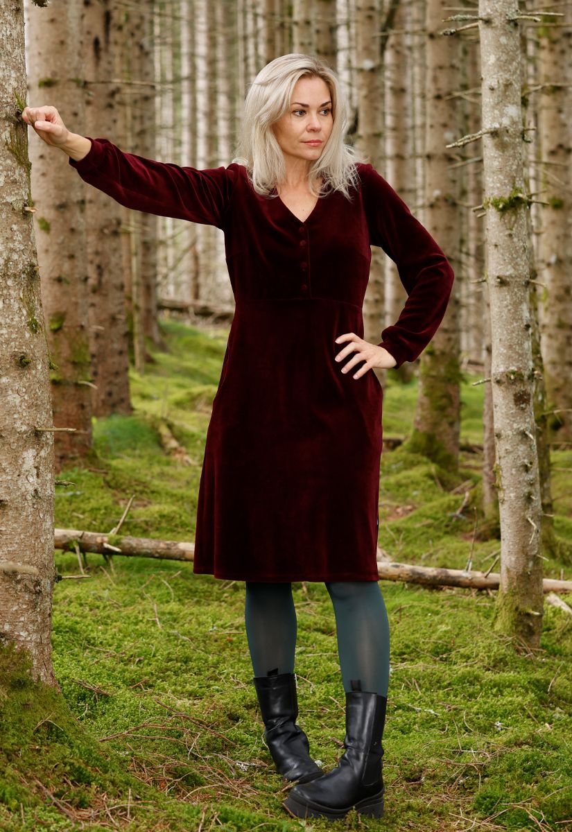 Janka burgunder velurkjole