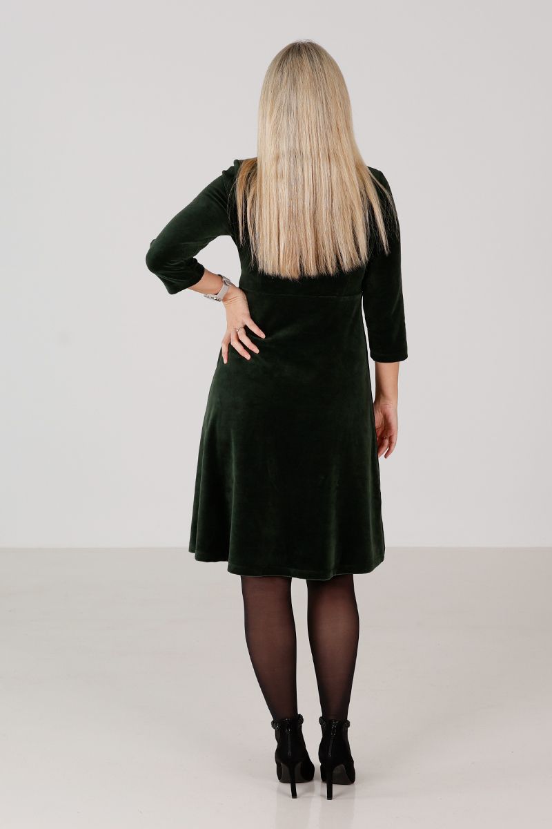Hildur kombogrønn velurkjole
