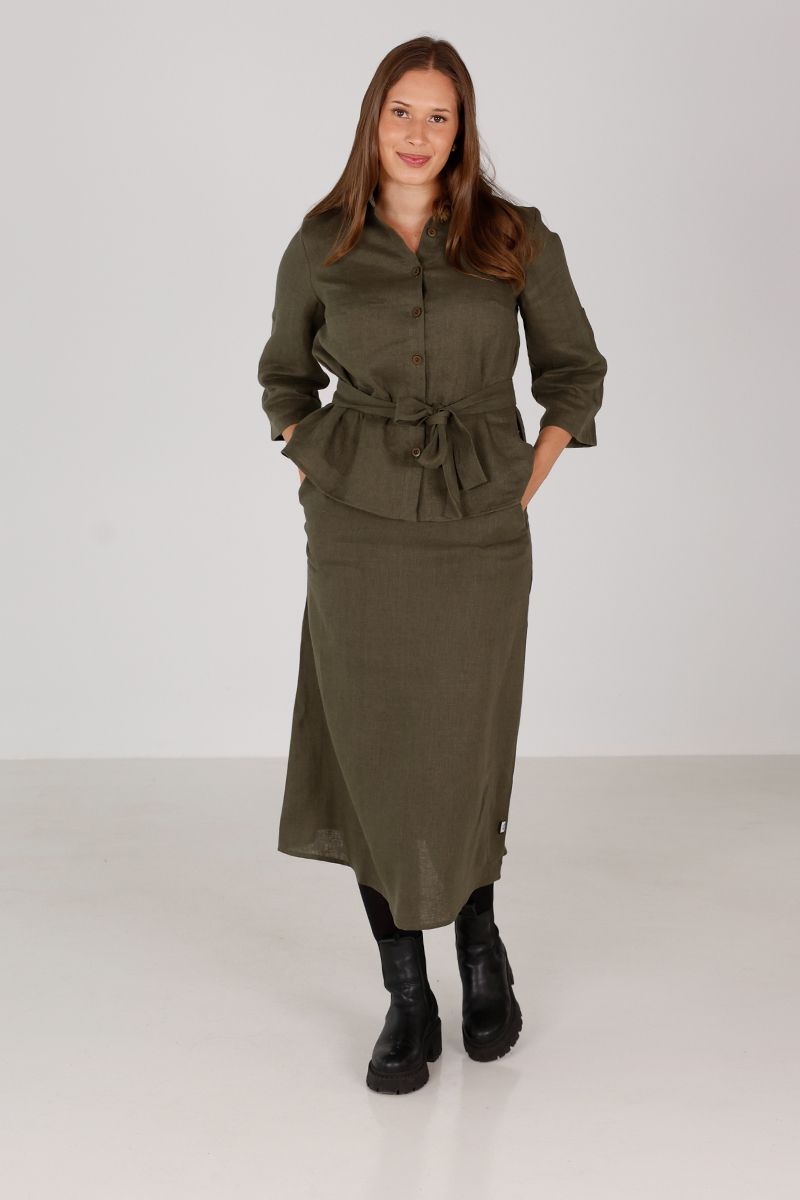 Linn khaki linskjorte