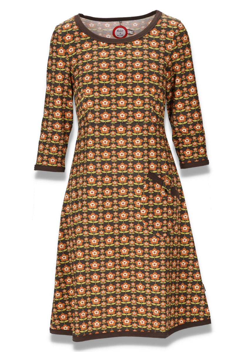 Monica brun retro kjole