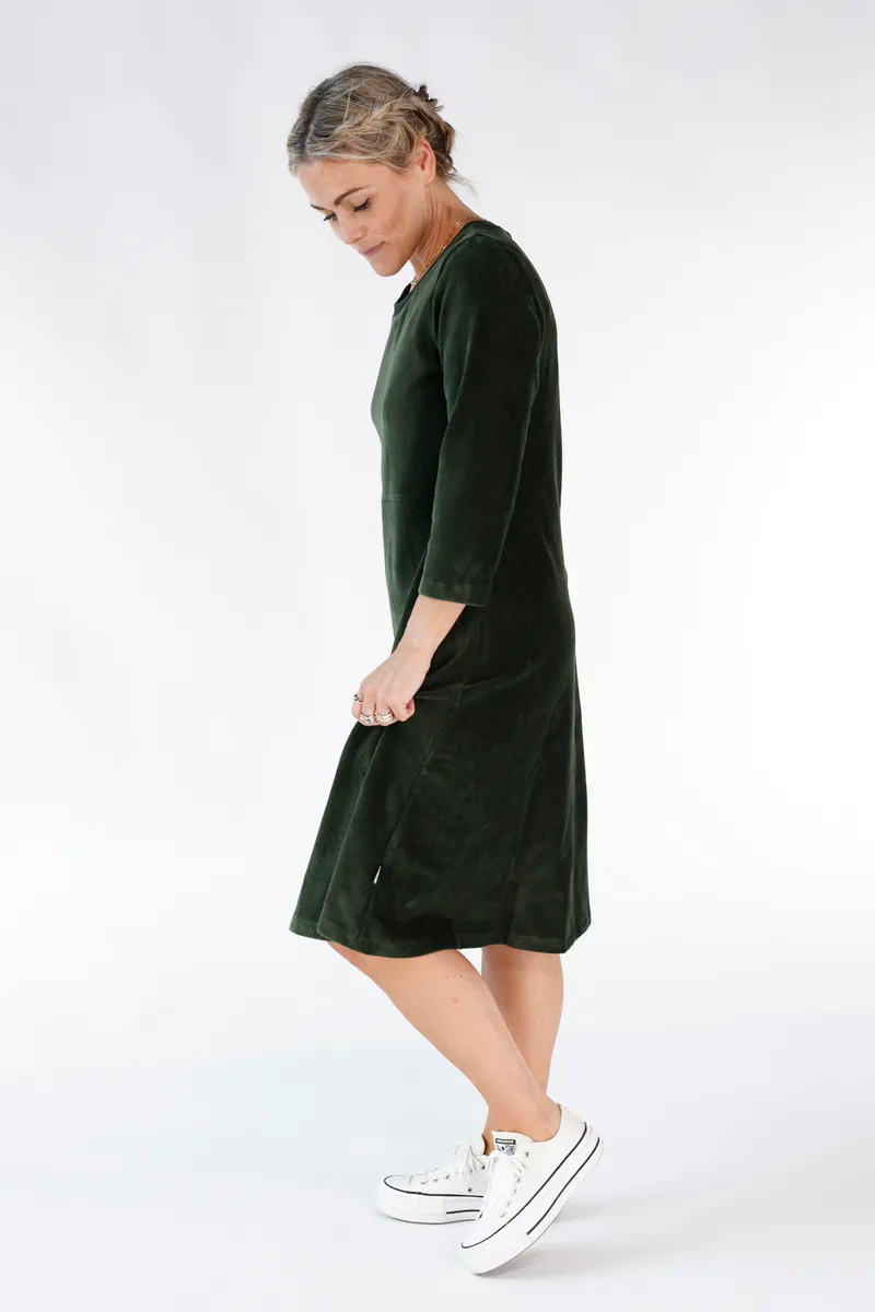 Elli kjole babycord combogrønn 